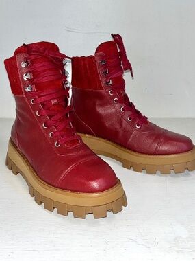 Schutz Leather Lace Up Hiker Boots - Sutton